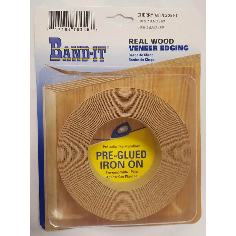 THE CLOVERDALE COMPANY INC, Band-It .030 in. X 7/8 in. W X 25 ft. L Cherry Real Wood Veneer Edging #2/BTR Premium Grade