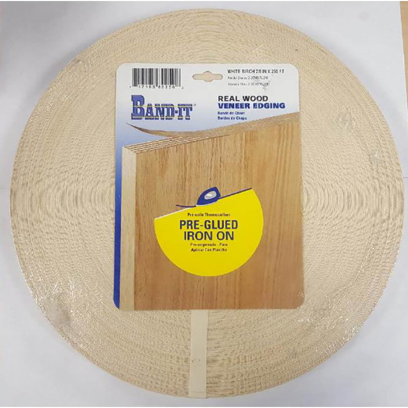 THE CLOVERDALE COMPANY INC, Band-It .030 in. X 7/8 in. W X 250 ft. L White Birch Real Wood Veneer Edging #2/BTR Premium Grade