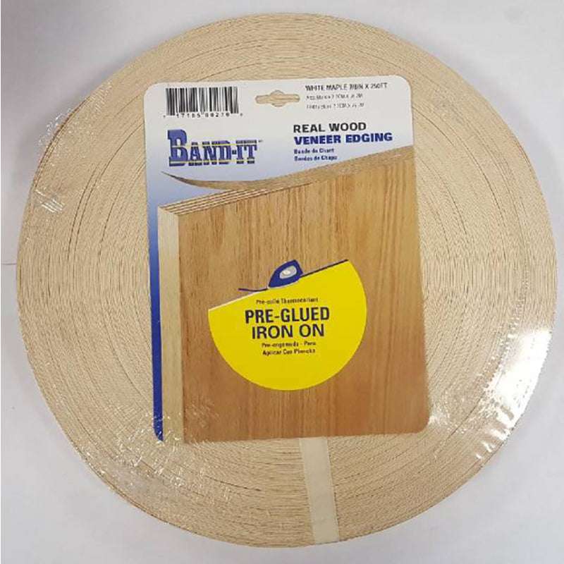 THE CLOVERDALE COMPANY INC, Band-It .030 in. X 7/8 in. W X 250 ft. L White Maple Real Wood Veneer Edging #2/BTR Premium Grade