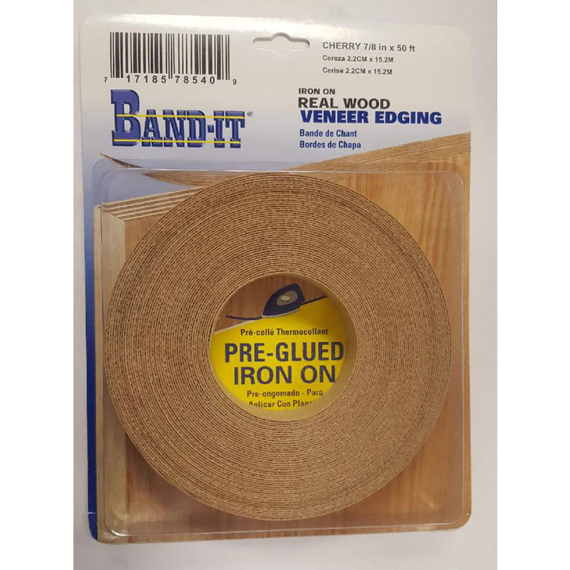 THE CLOVERDALE COMPANY INC, Band-It .030 in. X 7/8 in. W X 50 ft. L Cherry Real Wood Veneer Edging