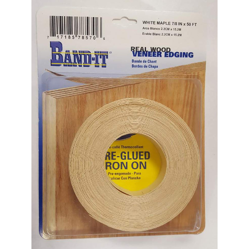 THE CLOVERDALE COMPANY INC, Band-It .030 in. X 7/8 in. W X 50 ft. L White Maple Real Wood Veneer Edging #2/BTR Premium Grade