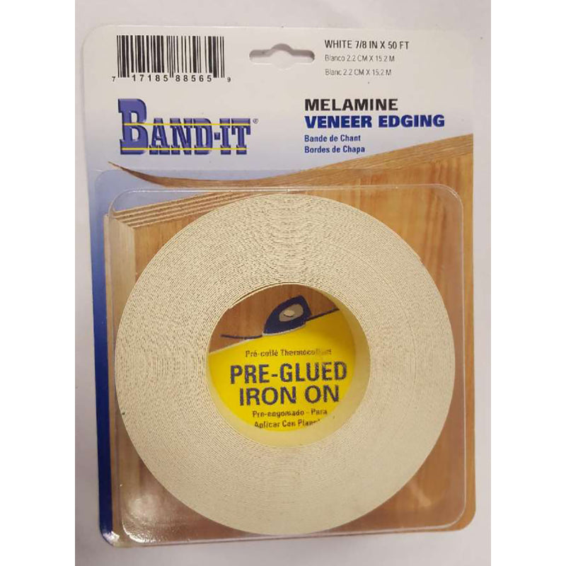 THE CLOVERDALE COMPANY INC, Band-It .030 in. X 7/8 in. W X 50 ft. L White Melamine Edge Banding #2/BTR Premium Grade