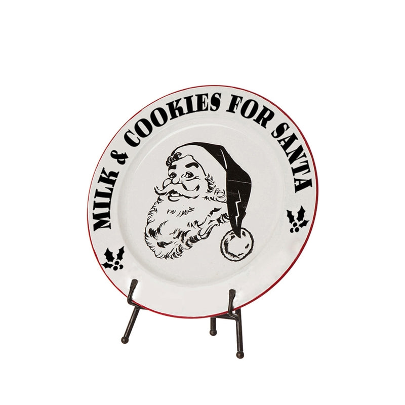 ACE TRADING - JETLINK 1, Celebrations  Black/White  Enamel Santa's Milk & Cookies Plate  Christmas Decor (Pack of 4)