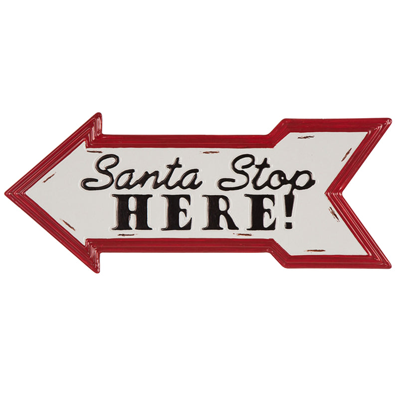 ACE TRADING - JETLINK 1, Celebrations  Enamel Santa Stop Here Arrow Sign  Christmas Decoration (Pack of 6)