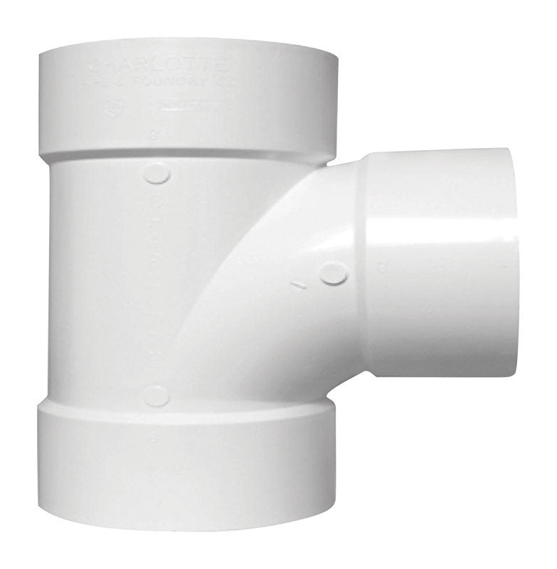 CHARLOTTE PIPE & FOUNDRY CO, Charlotte Pipe  Schedule 40  3 in. Hub   x 3 in. Dia. Hub  PVC  Sanitary Tee