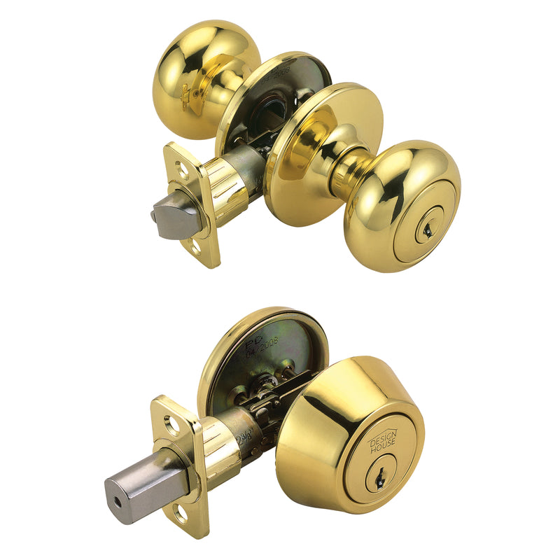 DHI CORP, Design House Cambridge Polished Brass Entry Knobs 1-3/4 in.