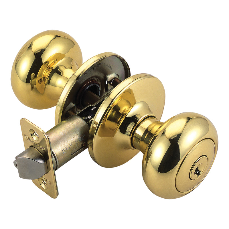 DHI CORP, Design House  Cambridge  Polished Brass  Entry Knobs  ANSI grade 3  1-3/4 in.