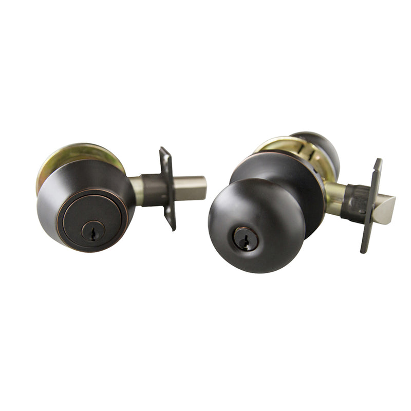 DHI CORP, Design House Canton Oil Rubbed Bronze Entry Knob and Single Cylinder Deadbolt 1-3/4 in.