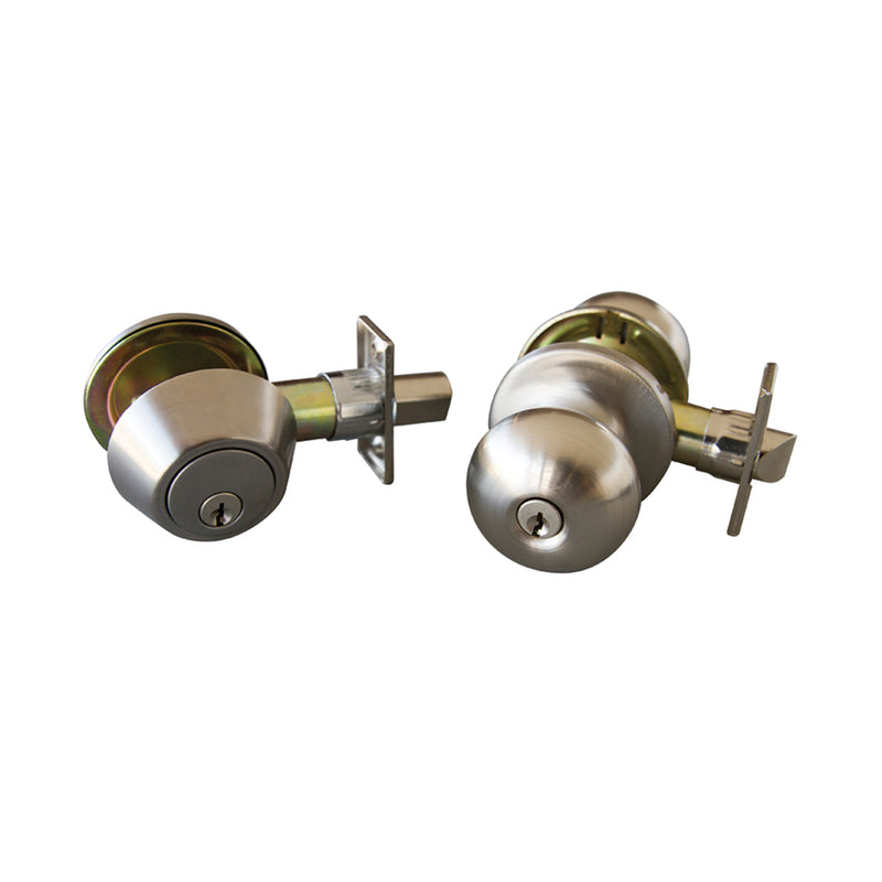 DHI CORP, Design House Canton Satin Nickel Entry Knob and Single Cylinder Deadbolt 1-3/4 in.