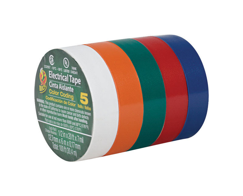 SHURTAPE TECHNOLOGIES LLC, Duck 1/2 in. W x 20 ft. L Multicolored Vinyl Electrical Tape (Pack of 12)