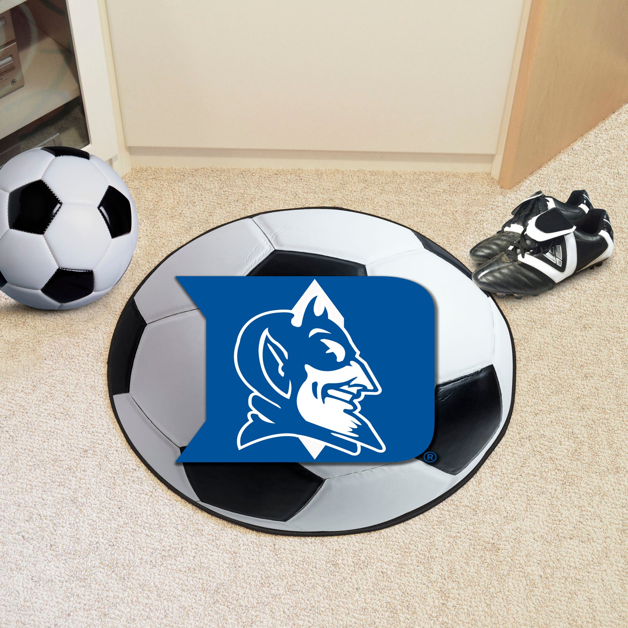 FANMATS, Duke University Blue Devils  Soccer Ball Rug - 27in. Diameter