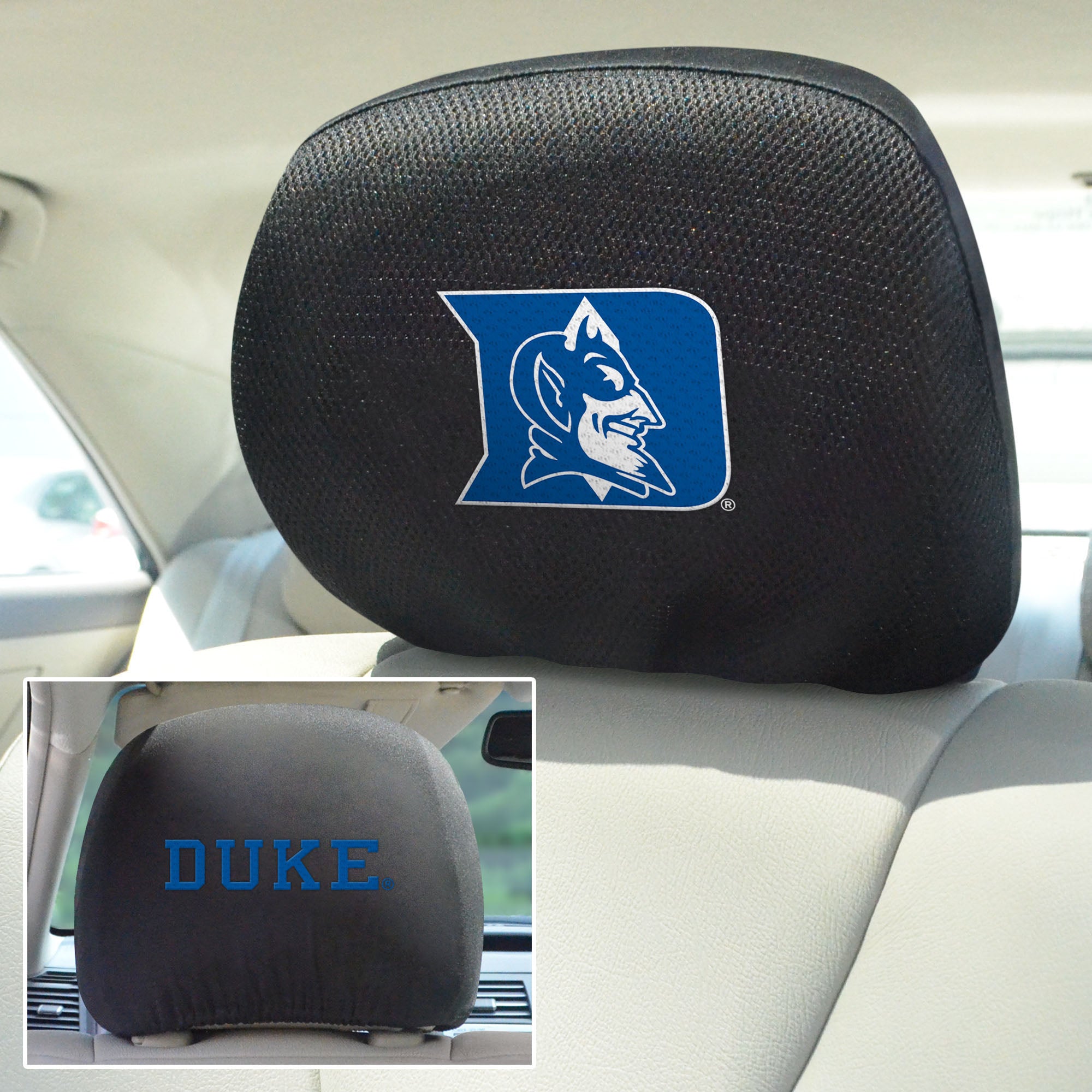 FANMATS, Duke University Embroidered Head Rest Cover Set - 2 Pieces