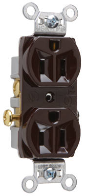 Pass & Seymour, Duplex Outlet, Heavy-Duty, Brown, 125-Volt, 15-Amp