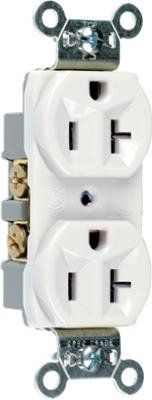 Pass & Seymour, Duplex Outlet, Heavy-Duty, Ivory, 125-Volt, 20-Amp