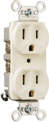 Pass & Seymour, Duplex Outlet, Heavy-Duty, Light Almond, 125-Volt, 15-Amp