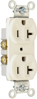 Pass & Seymour, Duplex Outlet, Heavy-Duty, Light Almond, 125-Volt, 20-Amp