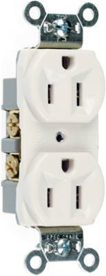 Pass & Seymour, Duplex Outlet, Heavy-Duty, White, 125-Volt, 15-Amp