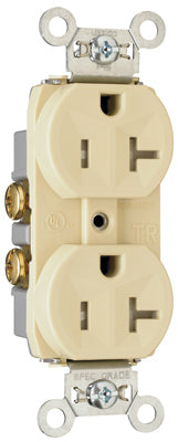 Pass & Seymour, Duplex Receptacle, Tamper-Resistant, Ivory, 20-Amp, 125-Volt