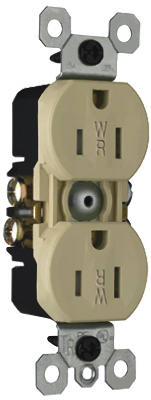 Pass & Seymour, Duplex Receptacle, Weather/Tamper-Resistant, Ivory, 15-Amp, 125-Volt