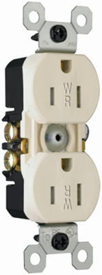 Pass & Seymour, Duplex Receptacle, Weather/Tamper-Resistant, Light Almond, 15-Amp, 125-Volt