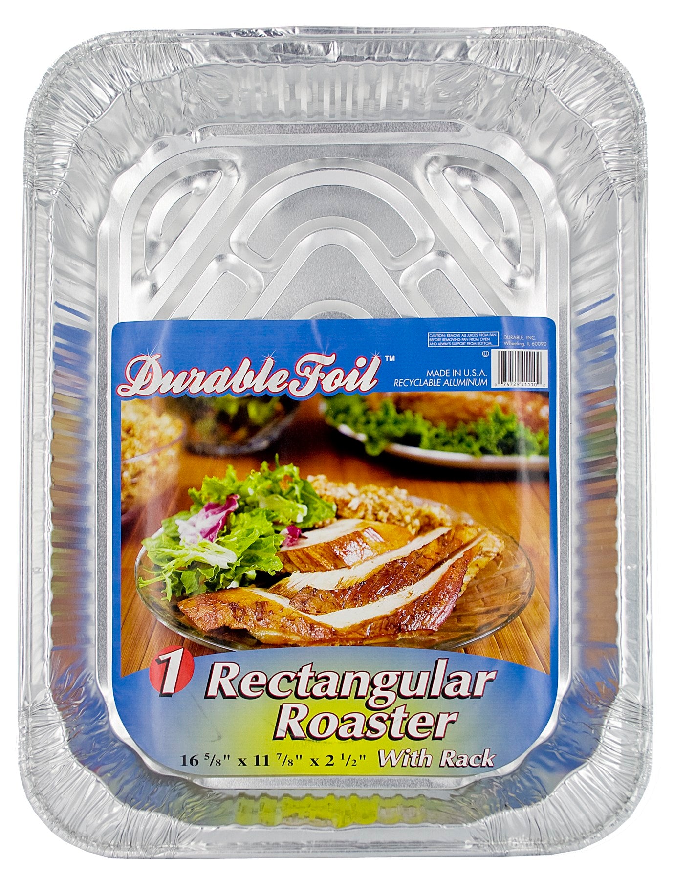 Durable Foil, Durable Foil D41110 17" Aluminum Rectangular Roaster With Rack (Pack of 12)