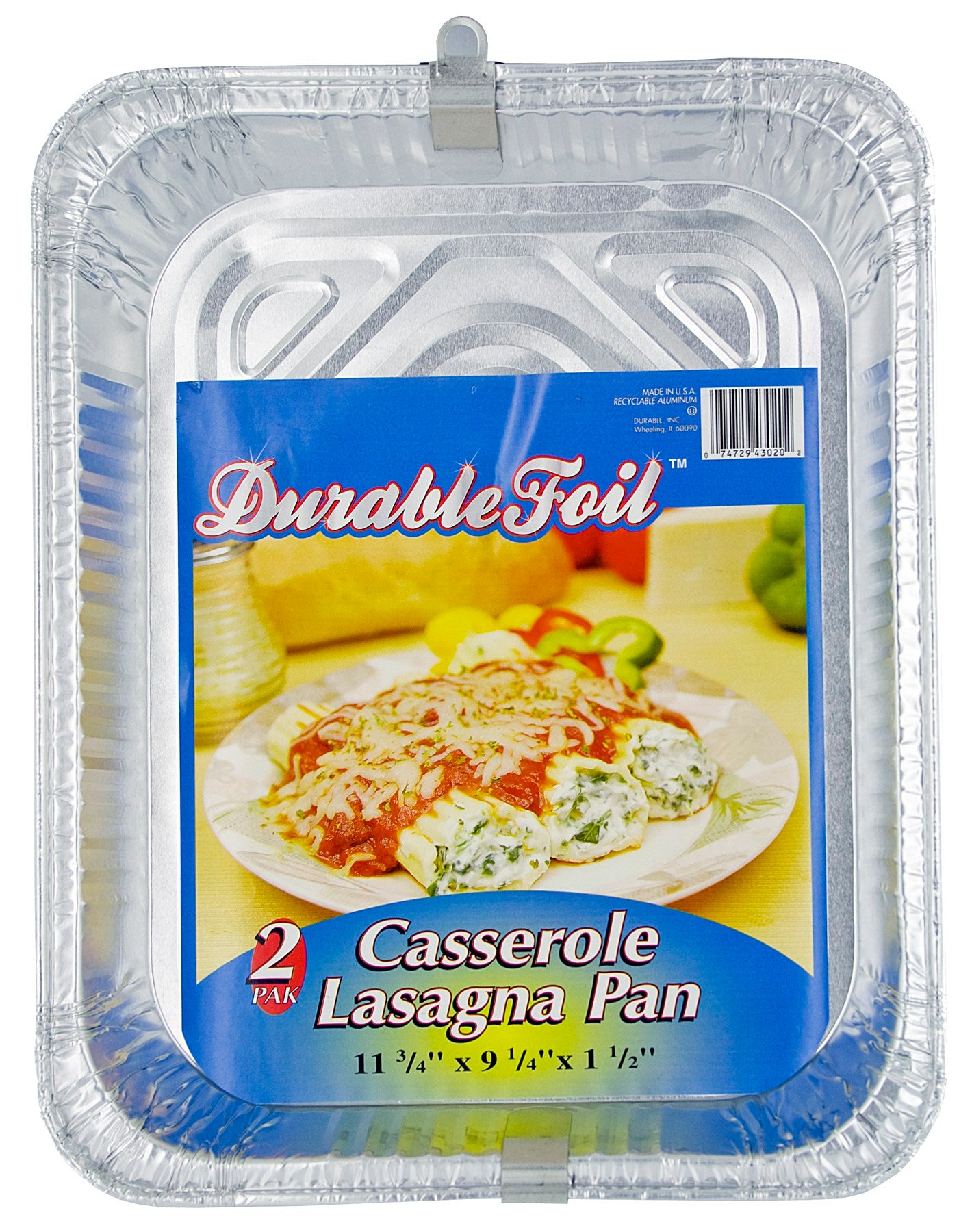 Durable Foil, Durable Foil D43020 11-3/4" Aluminum Casserole Lasagna Pan 2 Count (Pack of 12)