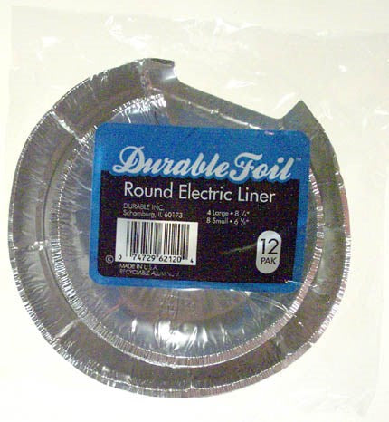 Durable Foil, Durable Foil D62120 Durable FoilG�� Round Electic Burner Liners (Pack of 12)