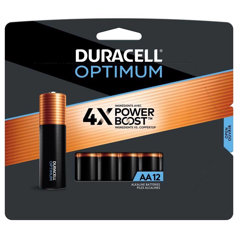 DURACELL DISTRIBUTING INC, Duracell Optimum AA Alkaline Batteries 12 pk Carded