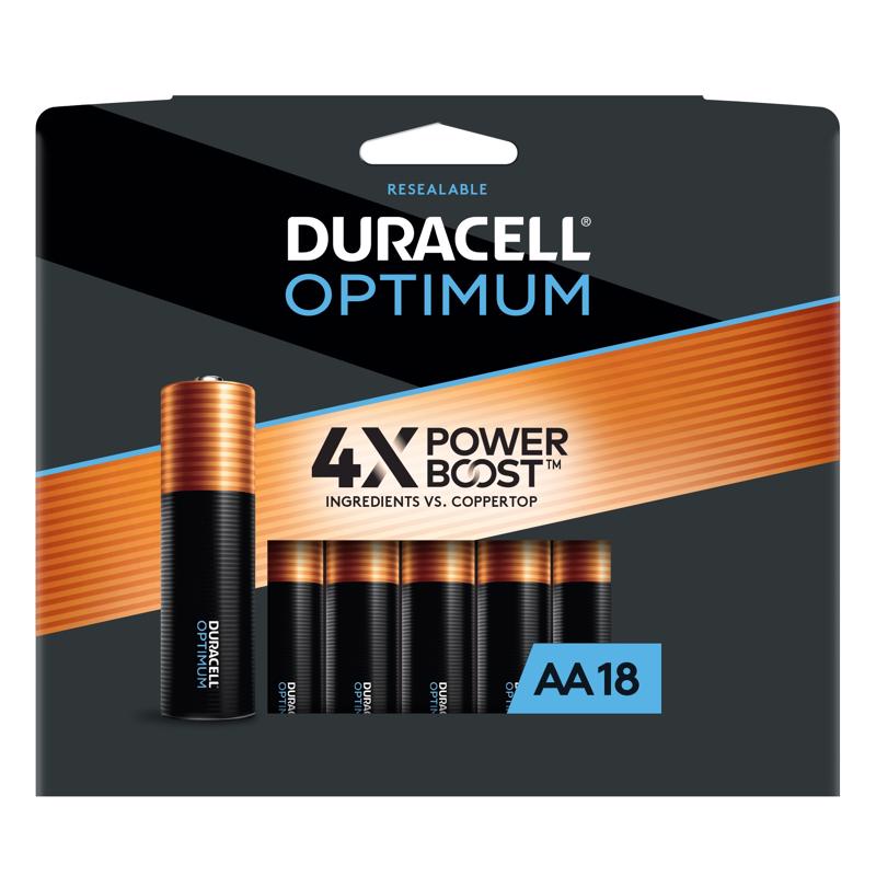 DURACELL DISTRIBUTING INC, Duracell Optimum AA Alkaline Batteries 18 pk Carded