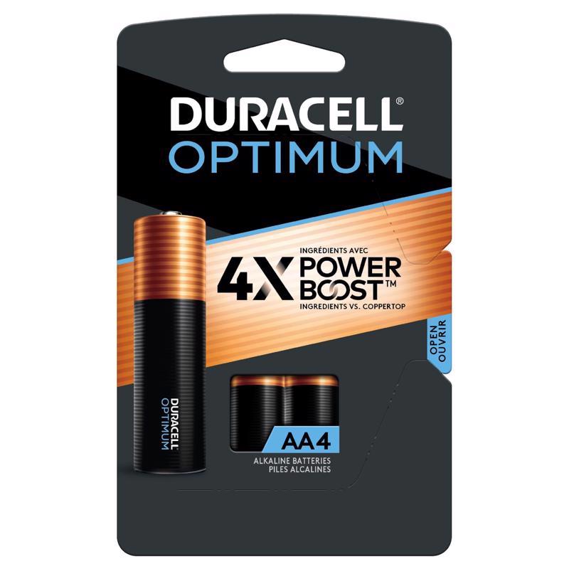 DURACELL DISTRIBUTING INC, Duracell Optimum AA Alkaline Batteries 4 pk Carded