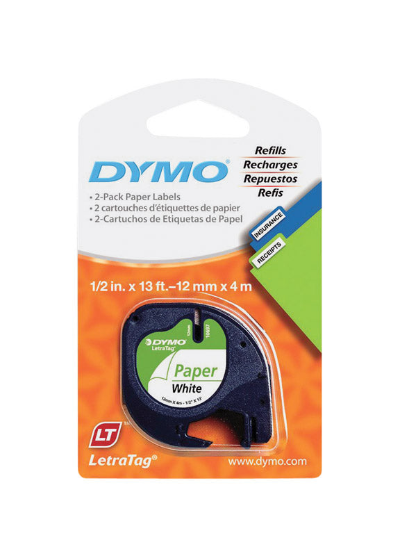 NEWELL BRANDS DISTRIBUTION LLC, Dymo LetraTag 1/2 in. W X 156 in. L White Paper Label Maker Tape