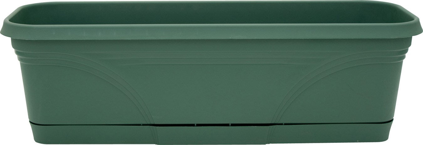 Southern Patio, Dynamic Design WB2412FE 24" Fern Rolled Rim Window Boxes With Attached Trays (Pack of 12)