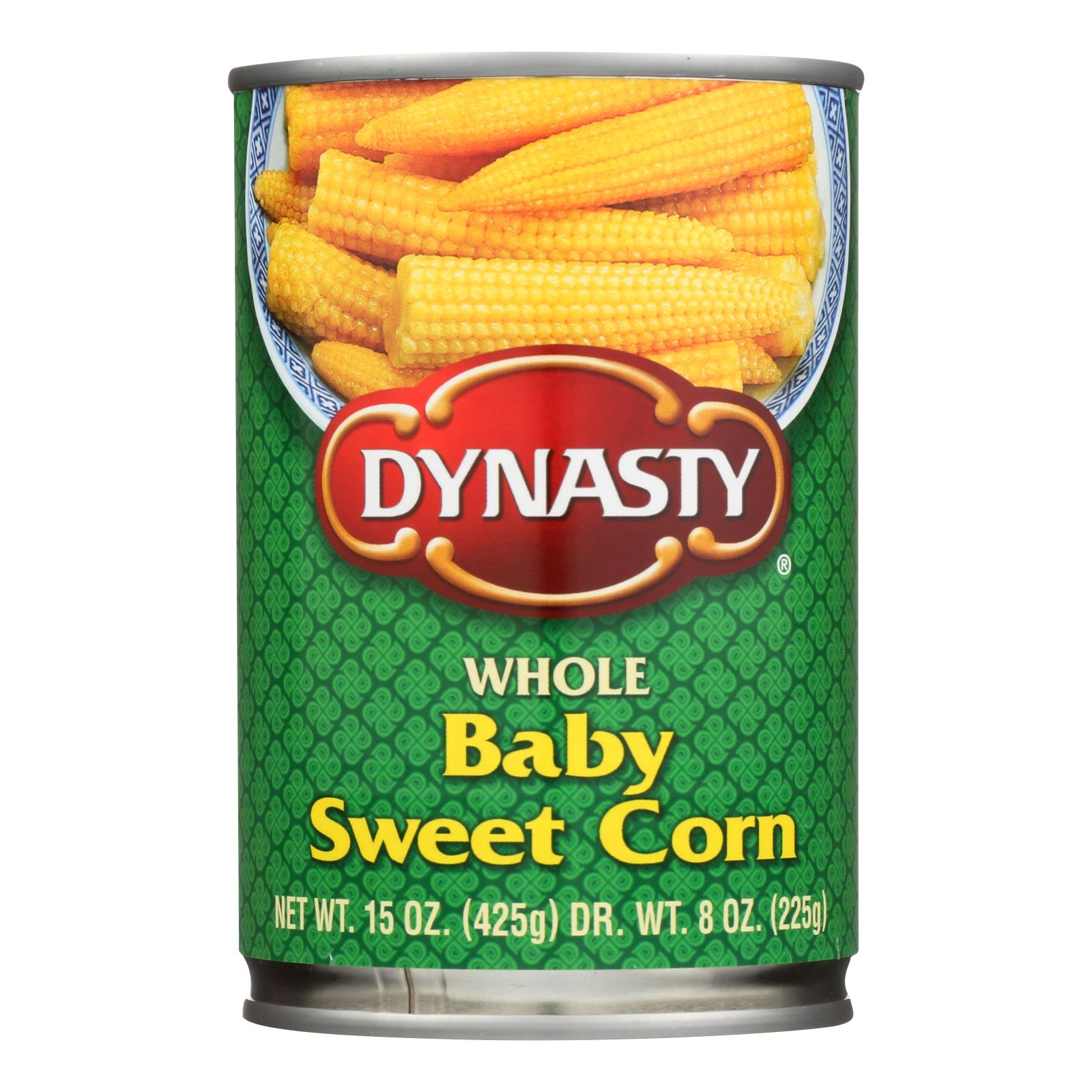 Dynasty, Dynasty Whole Baby Sweet Corn - Case of 12 - 15 oz.