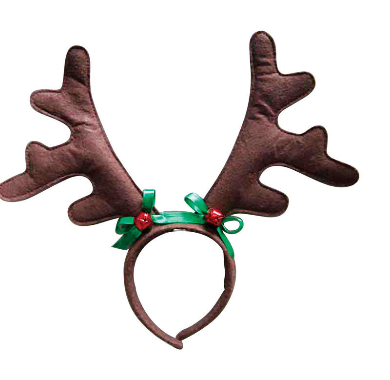 ACE TRADING - DYNO LKT, Dyno Brown Felt Christmas Antlers 11.9 L x 12.3 H x 11.9 W in. with Bows Headband