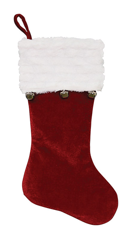 ACE TRADING - RCC HARVEST & HALLOWE, Dyno  Christmas  Stocking With Bells  Red  Velvet  1 pk (Pack of 6)