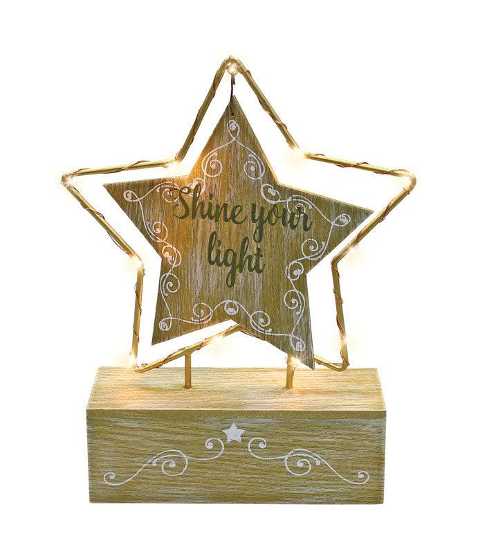 Dyno, Dyno  Lighted Shine Your Light  Christmas Decoration  Tan  MDF  1 pk (Pack of 4)