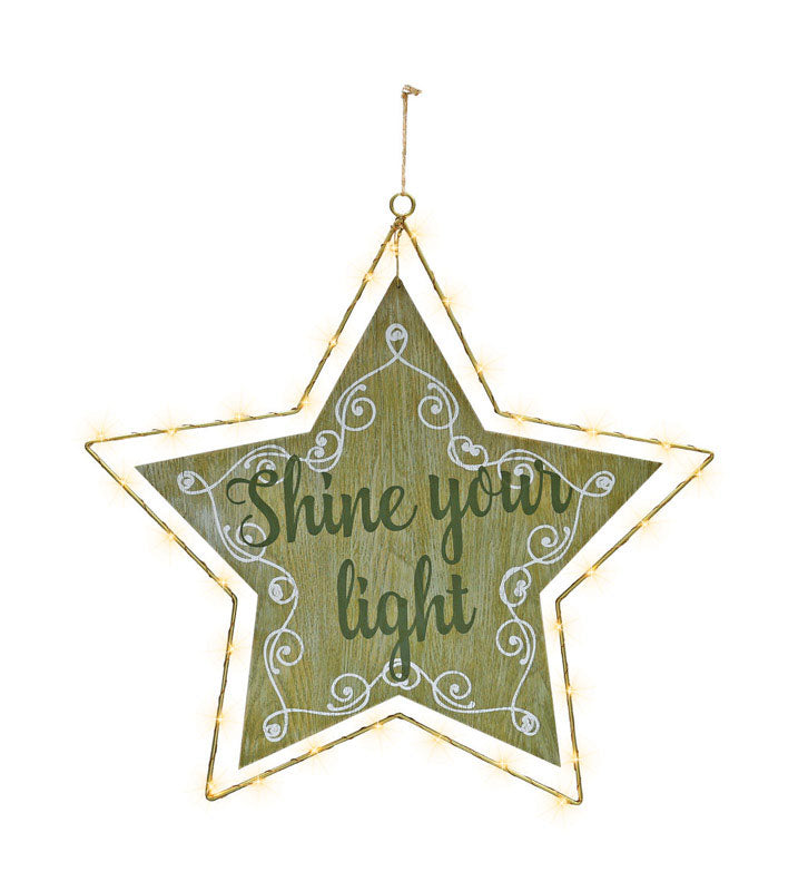 ACE TRADING - DYNO 4, Dyno  Lighted Shine Your Light Star  Wall Art  Tan  MDF  1 pk (Pack of 4)