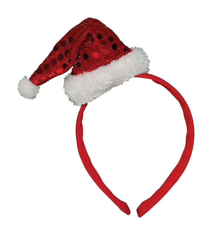 Dyno, Dyno  Mini Sequined Santa Hat  Headband  Red  Polyester  1 pk