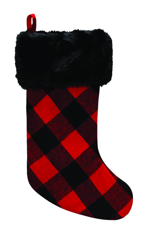 ACE TRADING - DYNO 7, Dyno  Red/Black  Plaid with Faux Fur  Stocking (Pack of 6)