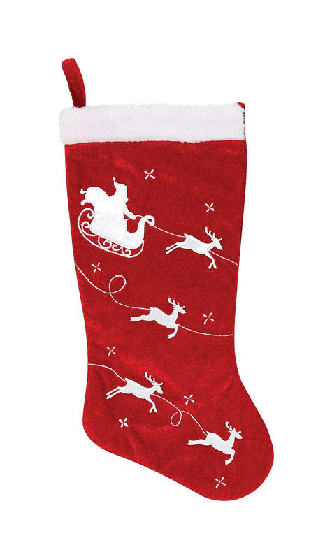 ACE TRADING - DYNO 7, Dyno Santa's Sleigh and Reindeer Christmas Stocking Red/White Velvet (Pack of 12)