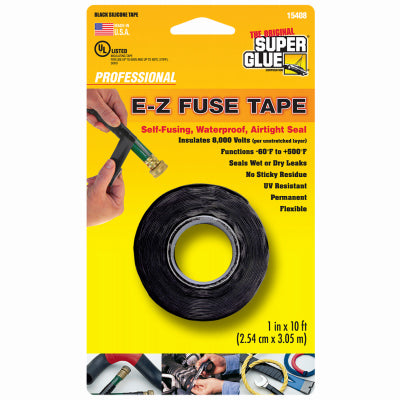 Super Glue, E-Z Fuse Silicone Tape, Black, 1-In. x 10-Ft.