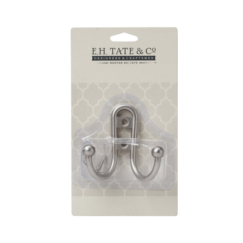 NOVA WILDCAT BULLDOG LLC, E.H. Tate & Co. Satin Nickel Silver Metal Double Hook 1 pk