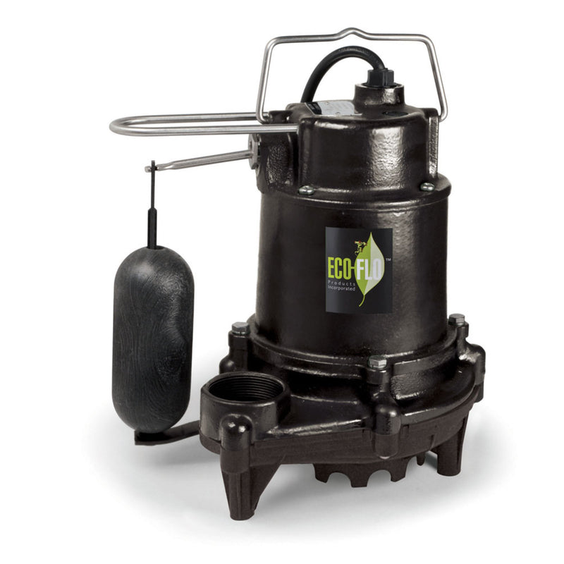 ECO-FLO PRODUCTS INC, ECO-FLO 1/2 HP 5100 gph Cast Iron Vertical Float Switch AC Submersible Sump Pump