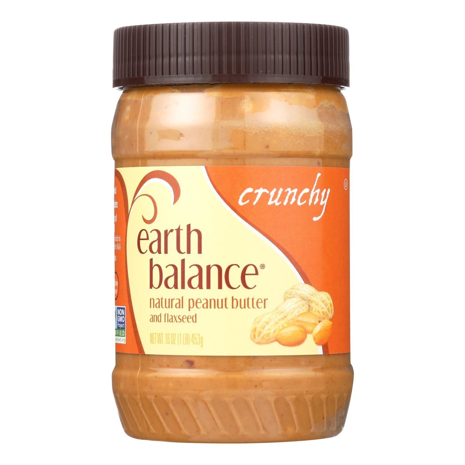 Earth Balance, Earth Balance Crunchy Peanut Butter and Flaxseed - Case of 12 - 16 oz. (Pack of 12)