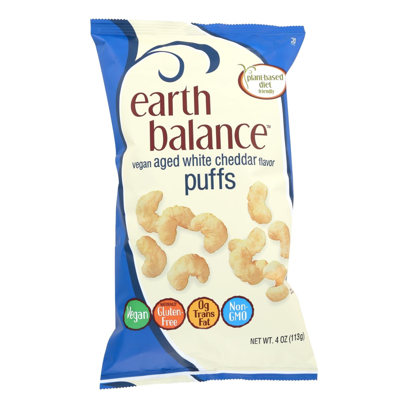 Earth Balance, Earth Balance Vegan Puffs - Aged White Cheddar - Case of 12 - 4 oz. (Pack of 12)