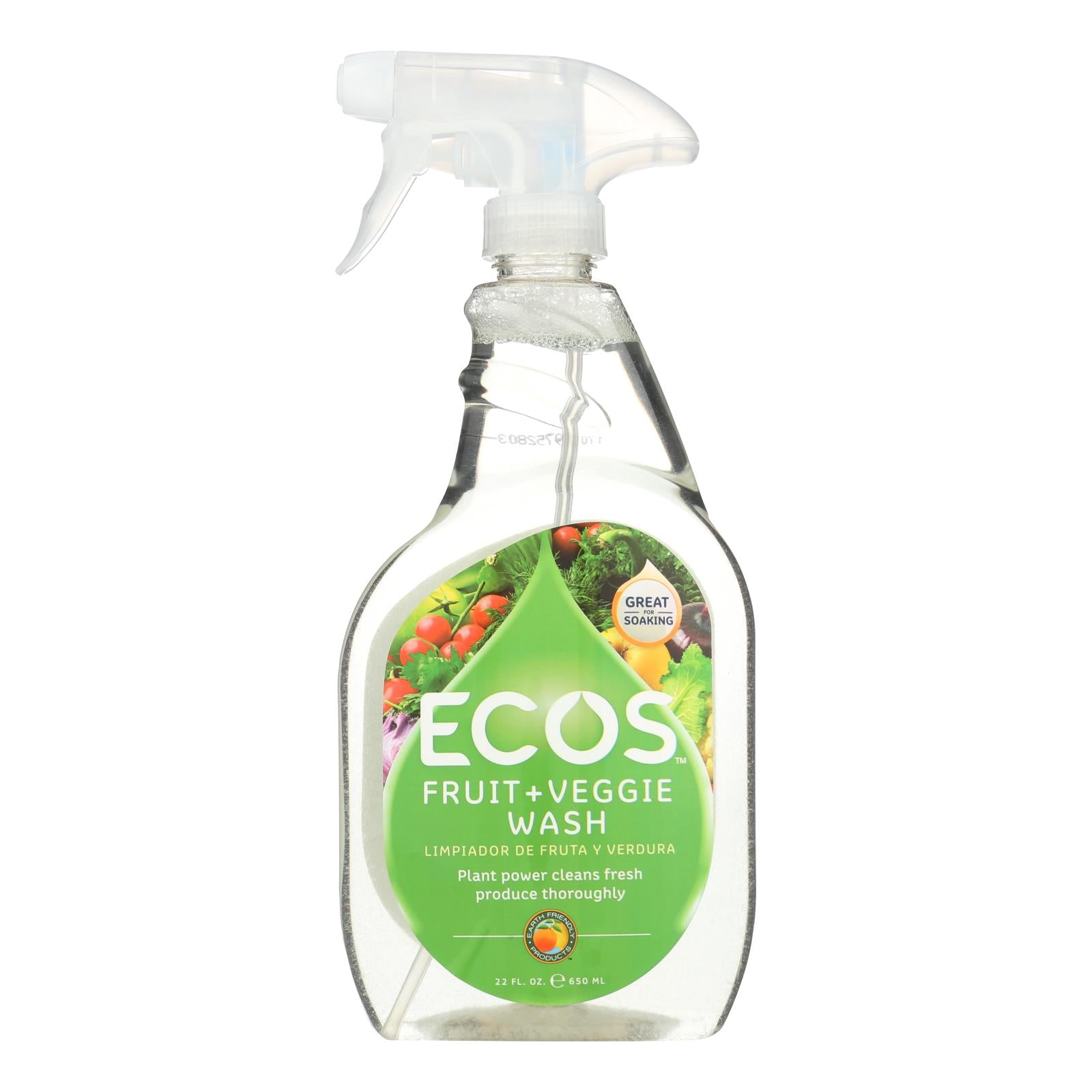 Ecos, Earth Friendly Fruit and Vegetable Wash - Case of 6 - 22 FL oz. (Pack of 6)