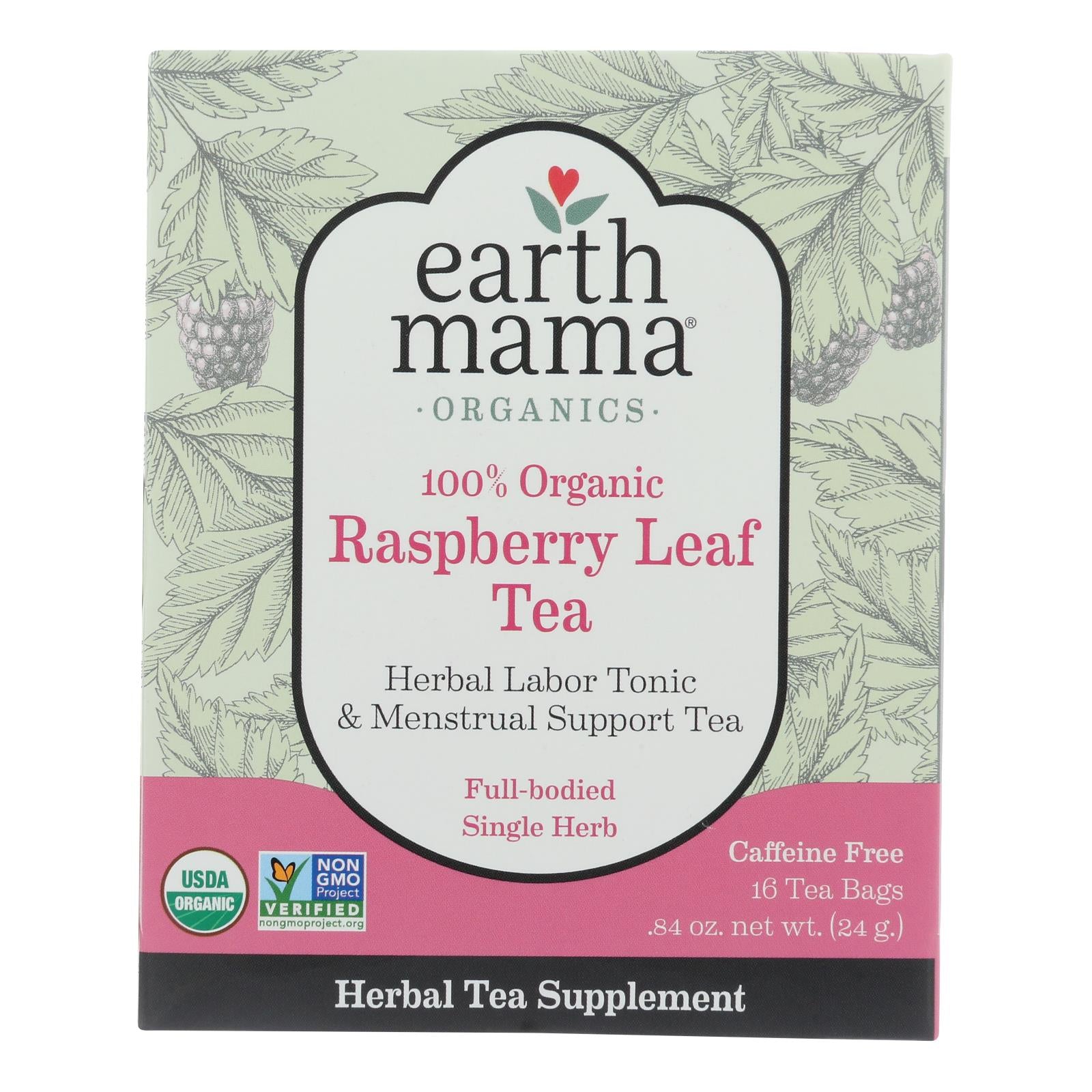 Earth Mama, Earth Mama - Organic Tea - Raspberry Leaf - 16 Count