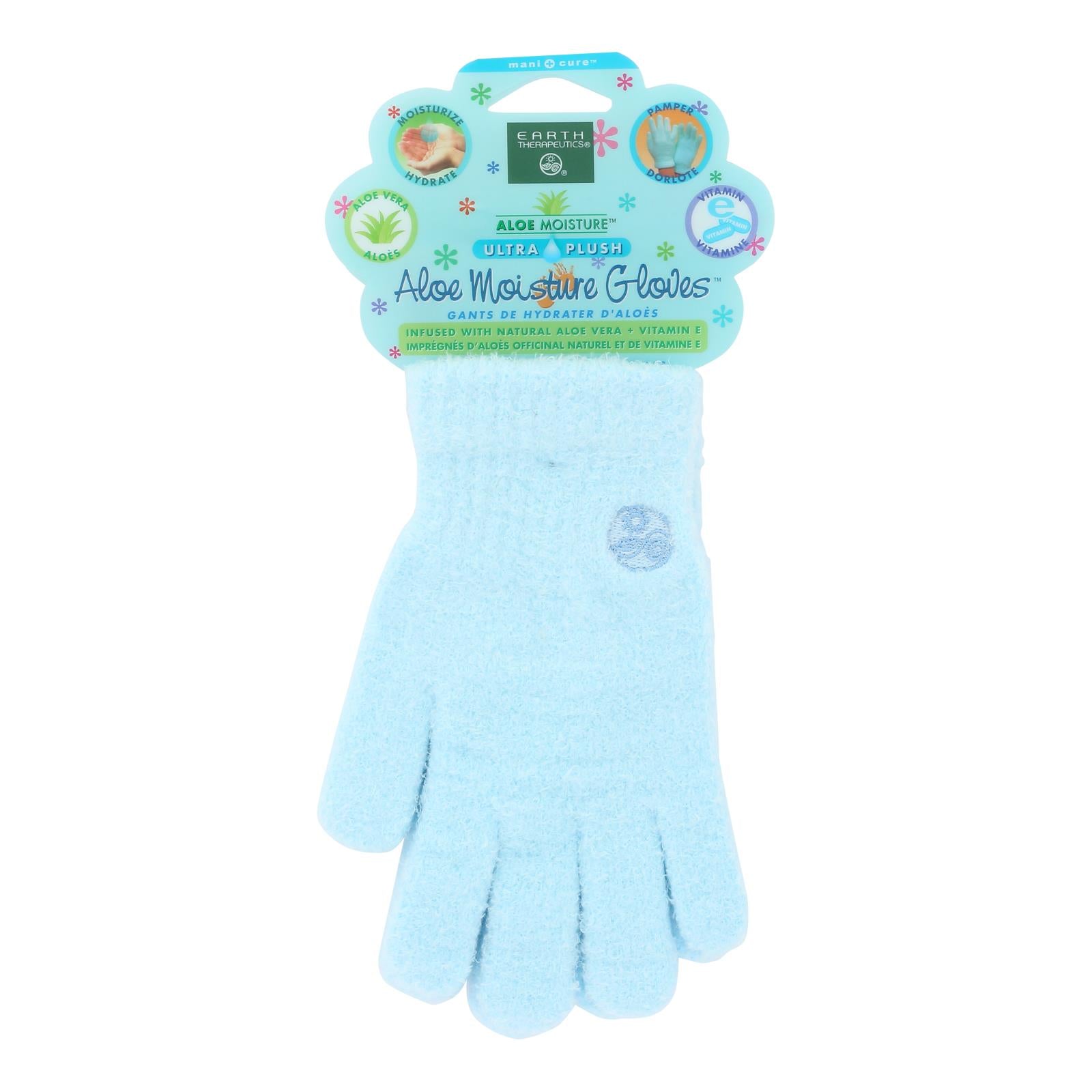 Earth Therapeutics, Earth Therapeutics Aloe Moisture Gloves Blue - 1 Pair