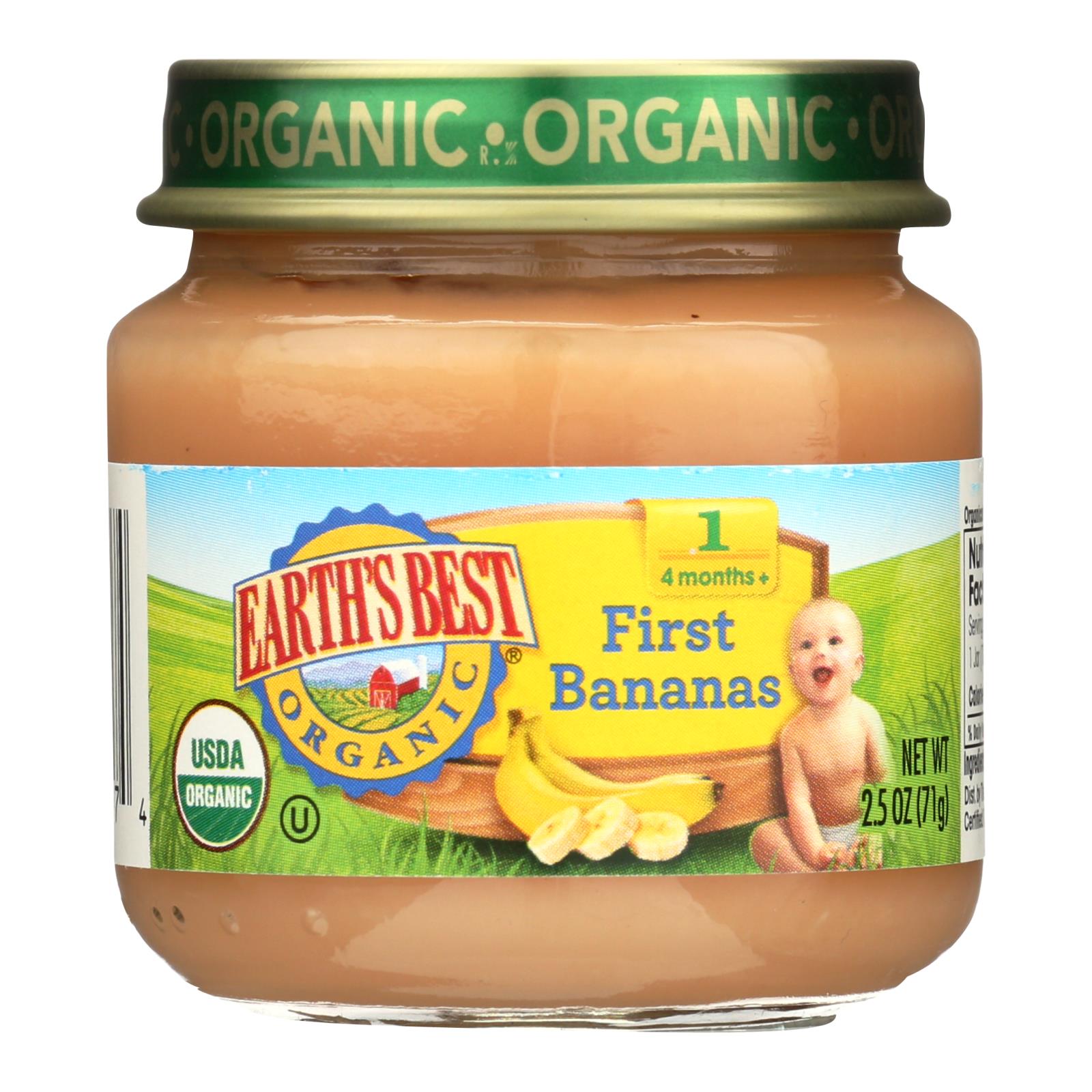 Earth'S Best, Earth's Best Organic First Bananas Baby Food - Stage 1 - Case of 12 - 2.5 oz.