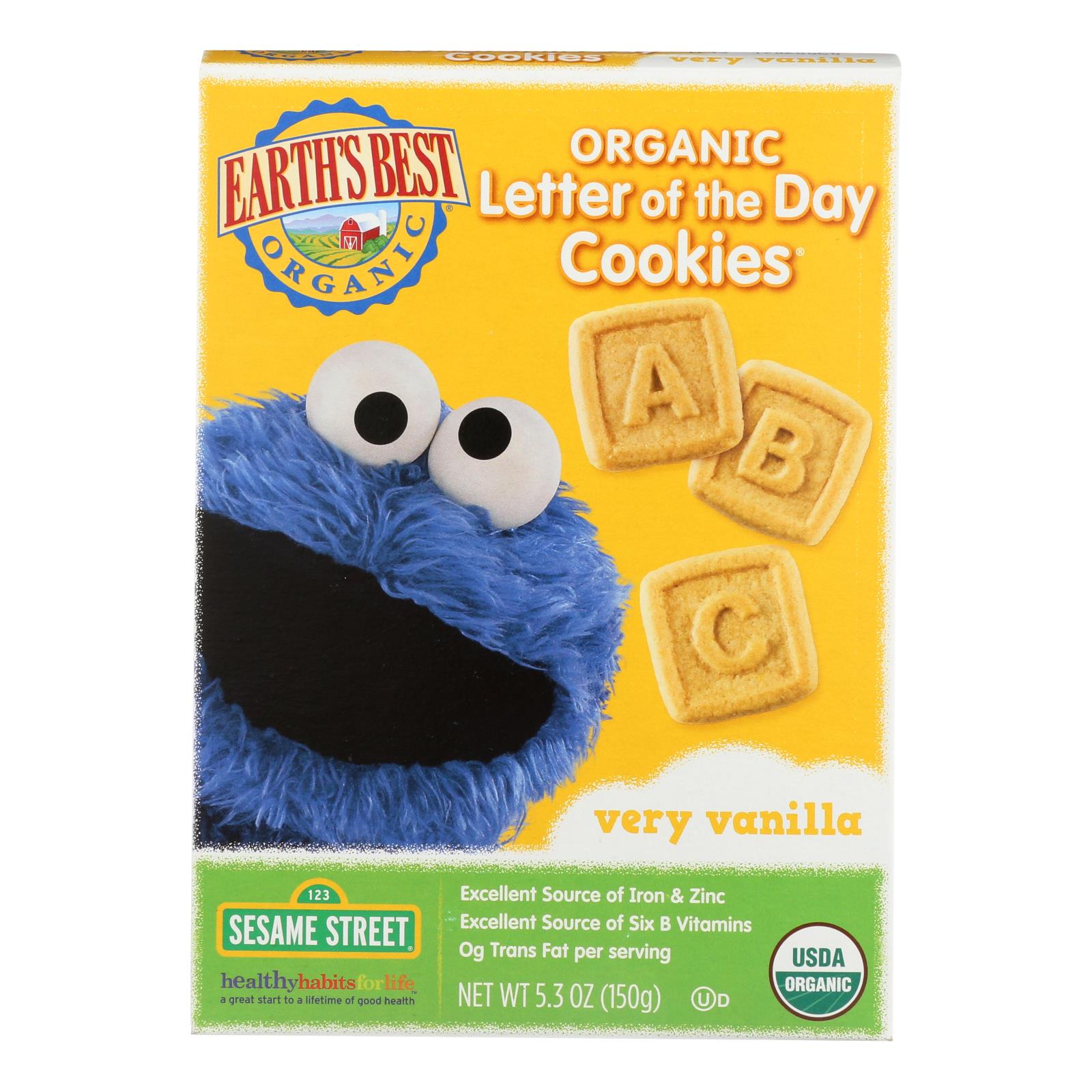 Earth'S Best, Earth's Best Organic Letter of The Day Very Vanilla Cookies - Case of 6 - 5.3 oz. (Pack of 6)